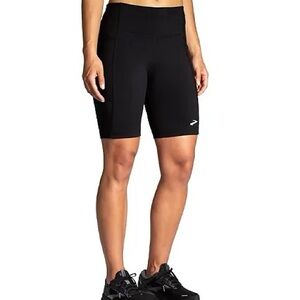 Brooks NWT Moment 8” Short Tights Running Bottoms Side Pocket Black Athletic